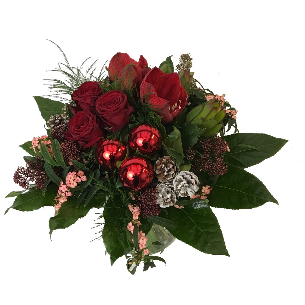 Dwang formaat aluminium Kerstboeket Rood – Kalders Bloemen